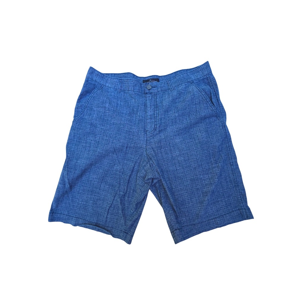 Marc Anthony Mens Blue Textured Basketweave Chino Shorts 34 Tall Stretch Cotton